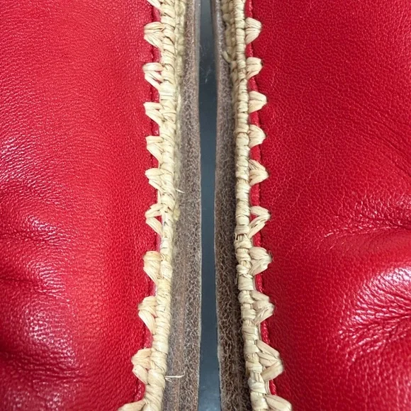 Tory Burch Darien Red Loafer Espadrille nappa leather Womens Size 7M - Picture 9 of 16